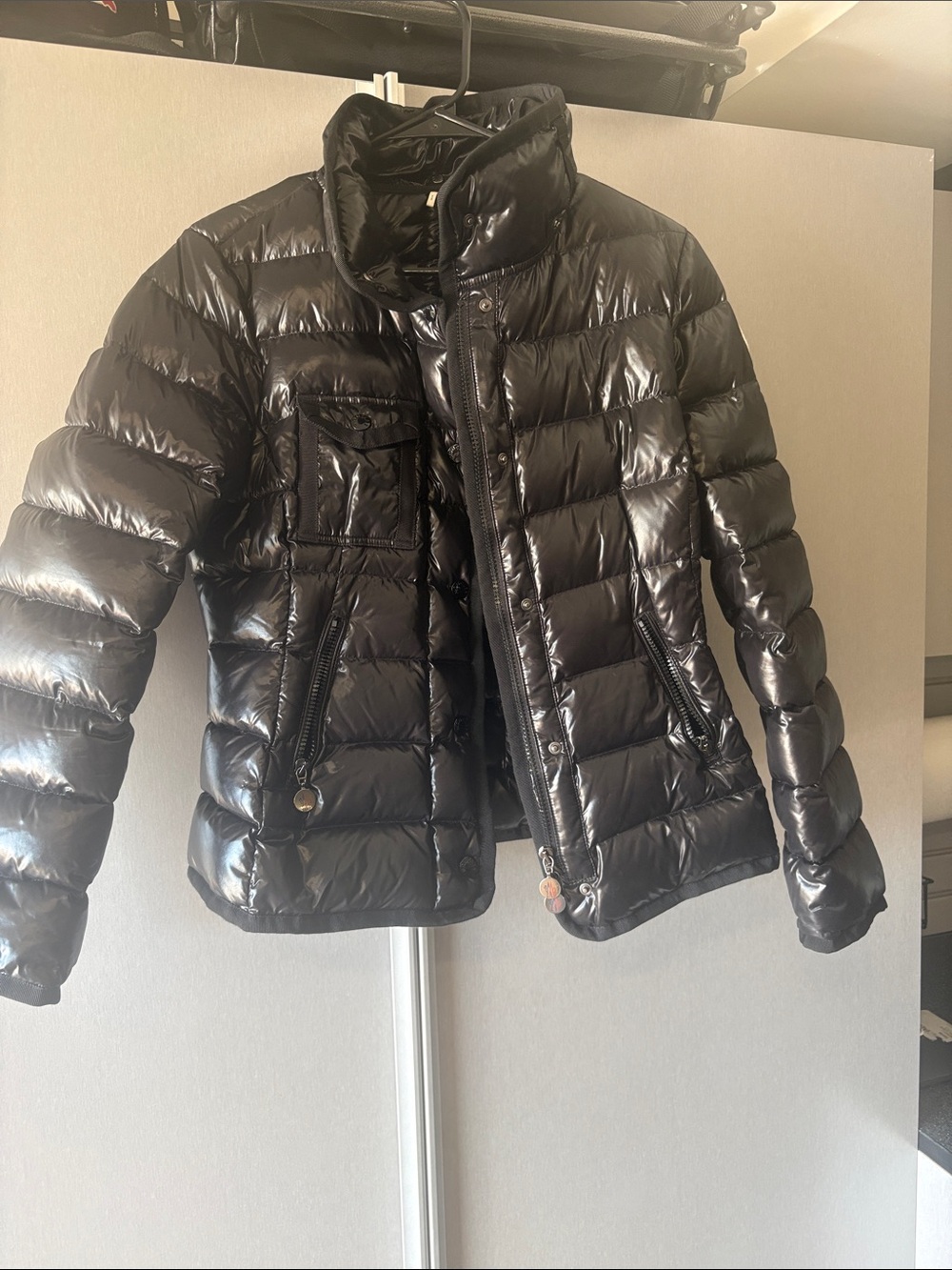 Moncler Black Gloss Quilted Puffer Jacket